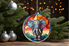 Stained Glass with Christmas Elephant PNG Clipart Product Image 3