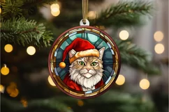 Stained Glass Christmas Cat PNG Clipart Product Image 3