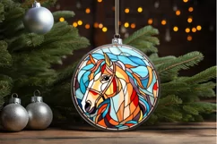 Stained Glass with Christmas Horse PNG Clipart Product Image 3