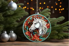 Stained Glass with Christmas Horse PNG Clipart Product Image 3