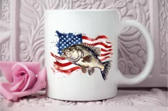 Bass Fish with American Flag Sublimation PNG Clipart Product Image 3