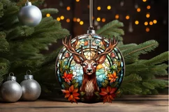 Stained Glass With Christmas Deer Flower PNG Clipart Product Image 3