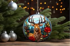 Stained Glass With Christmas Deer Flower PNG Clipart Product Image 3