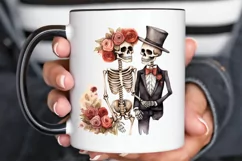 Skeleton Couple Watercolor Sublimation PNG Clipart Product Image 3