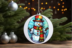 Stained Glass Christmas Snowman PNG Clipart Product Image 3