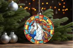 Stained Glass with Christmas Horse PNG Clipart Product Image 3