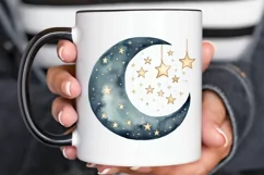 Moon And Stars Watercolor PNG Clipart Product Image 3