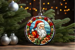 Stained Glass with Christmas Santa Flower PNG Clipart Product Image 3