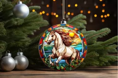 Stained Glass with Christmas Horse PNG Clipart Product Image 3