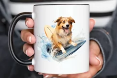 Surfing Cute Dog Watercolor Sublimation PNG Clipart Product Image 3