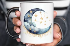 Moon And Stars Watercolor PNG Clipart Product Image 3