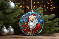 Stained Glass with Christmas Santa Flower PNG Clipart Product Image 3