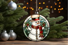 Stained Glass Christmas Snowman PNG Clipart Product Image 3