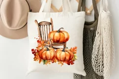 Autumn Chairs Watercolor Pumpkins Sublimation PNG Clipart Product Image 3