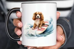 Surfing Cute Dog Watercolor Sublimation PNG Clipart Product Image 3