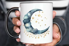 Moon And Stars Watercolor PNG Clipart Product Image 3