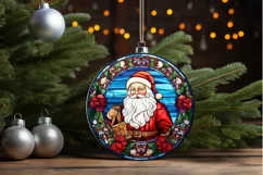 Stained Glass with Christmas Santa Flower PNG Clipart Product Image 3