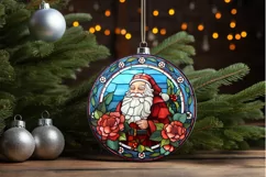 Stained Glass with Christmas Santa Flower PNG Clipart Product Image 3