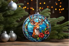 Stained Glass With Christmas Deer Flower PNG Clipart Product Image 3