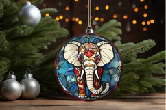 Stained Glass with Christmas Elephant PNG Clipart Product Image 3