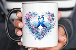 Couple Peacock Heart Sublimation PNG Clipart Product Image 3