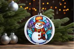 Stained Glass Christmas Snowman PNG Clipart Product Image 3