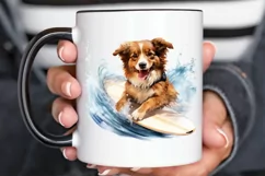 Surfing Cute Dog Watercolor Sublimation PNG Clipart Product Image 3