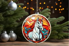 Stained Glass with Christmas Horse PNG Clipart Product Image 3