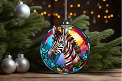 Stained Glass with Christmas Zebra PNG Clipart Product Image 3
