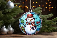 Stained Glass Christmas Snowman PNG Clipart Product Image 3