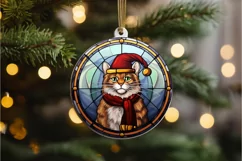 Stained Glass Christmas Cat PNG Clipart Product Image 3