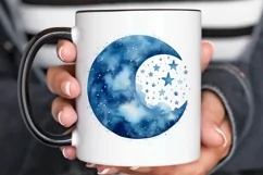 Moon And Stars Watercolor PNG Clipart Product Image 3