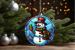 Stained Glass Christmas Snowman PNG Clipart Product Image 3