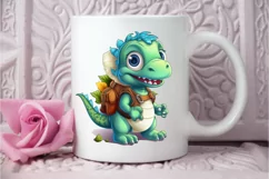 Baby Dinosaur with Backpack Sublimation PNG Clipart Product Image 3