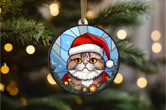 Stained Glass Christmas Cat PNG Clipart Product Image 3