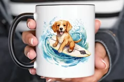Surfing Cute Dog Watercolor Sublimation PNG Clipart Product Image 3