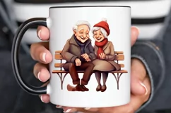 Old Couple On The Bench Sublimation PNG Clipart Product Image 3