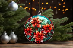 Stained Glass with Christmas Flowers PNG Clipart Product Image 3