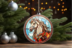Stained Glass with Christmas Horse PNG Clipart Product Image 3