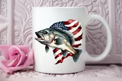 Bass Fish with American Flag Sublimation PNG Clipart Product Image 3