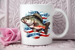 Bass Fish with American Flag Sublimation PNG Clipart Product Image 3