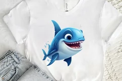 watercolor Cute Shark PNG Clipart Product Image 3