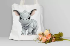 Cute Cartoon Rhino PNG Clipart Product Image 3