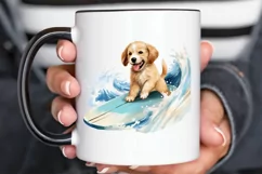 Surfing Cute Dog Watercolor Sublimation PNG Clipart Product Image 3
