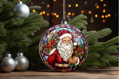 Stained Glass with Christmas Santa Flower PNG Clipart Product Image 3