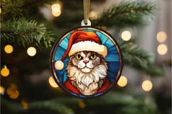 Stained Glass Christmas Cat PNG Clipart Product Image 3