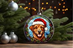 Stained Glass With Christmas Dog And San PNG Clipart Product Image 3