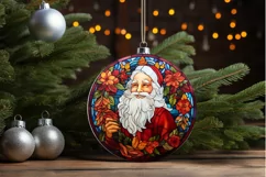 Stained Glass with Christmas Santa Flower PNG Clipart Product Image 3