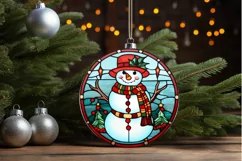 Stained Glass Christmas Snowman PNG Clipart Product Image 3