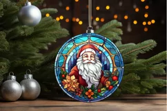 Stained Glass with Christmas Santa Flower PNG Clipart Product Image 3